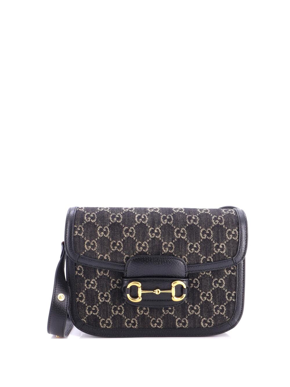 Gucci Horsebit Shoulder Bag Gg Denim #324881G22B - Picture 1 of 7